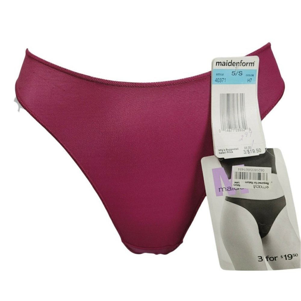Vintage Maidenform Thong Panty Second Skin Sz 5/Sm Cranberry Red VHTF Smooth NWT